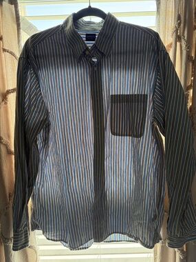 Arrow Blue and White Striped Casual Button-Down Shirt